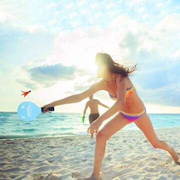 Paddle Ball, LYGZTing Sport Racket Indoor Outdoor Racquet Beach Game Game Beach Paddle Set Play at The Beach, Lawn or Backyard Easter