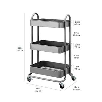 Amazon Basics 3-Tier Rolling Utility or Kitchen Cart