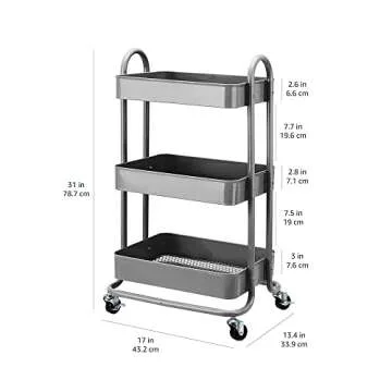 Amazon Basics 3-Tier Rolling Utility or Kitchen Cart