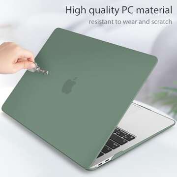 May Chen Compatible with New MacBook Air 13 inch Case 2021 2020 2019 2018 Release Model: M1 A2337 A2179 A1932, Plastic Hard Shell Case for MacBook Air 13 inch with Retina Display Fits Touch ID, Green