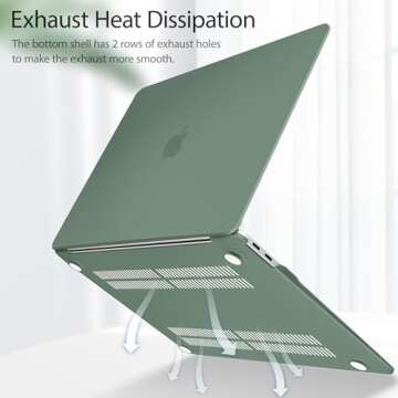 May Chen Compatible with New MacBook Air 13 inch Case 2021 2020 2019 2018 Release Model: M1 A2337 A2179 A1932, Plastic Hard Shell Case for MacBook Air 13 inch with Retina Display Fits Touch ID, Green