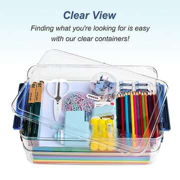 CATOOMUU 2 Pcs 5.5qt 9 x 13 Plastic Portable Project Case With Snap-Tight Latch Clear Stackable Storage Box With Lids Organizer Container For A4 File Photo Documents Scrapbook Craft Art Supplies