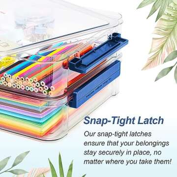 CATOOMUU 2 Pcs 5.5qt 9 x 13 Plastic Portable Project Case With Snap-Tight Latch Clear Stackable Storage Box With Lids Organizer Container For A4 File Photo Documents Scrapbook Craft Art Supplies