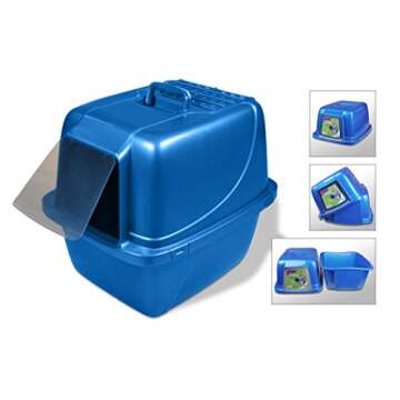 Van Ness Pets Odor Control Extra Large, Giant Enclosed Cat Pan with Odor Door, Hooded, Blue, CP7