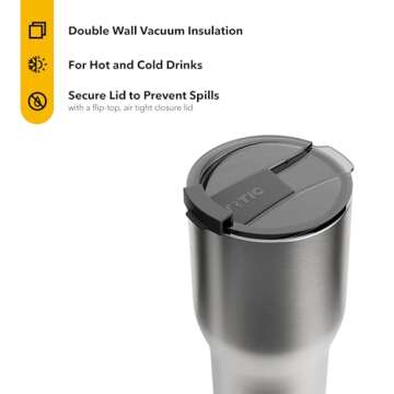 RTIC 30 oz Insulated Tumbler Stainless Steel Coffee Travel Mug with Lid, Spill Proof, Hot Beverage a...