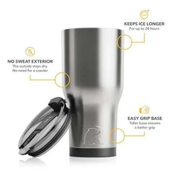 RTIC 30 oz Insulated Tumbler Stainless Steel Coffee Travel Mug with Lid, Spill Proof, Hot Beverage and Cold, Portable Thermal Cup for Car, Camping
