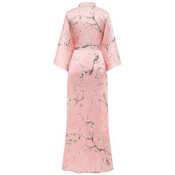 BABEYOND Floral Kimono Robe - 1920s Satin Silk Wedding Nightgown