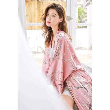 Elegant Floral Kimono Robe for Weddings and Parties