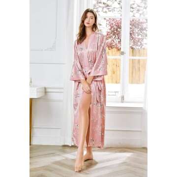 Elegant Floral Kimono Robe for Weddings and Parties