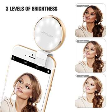 JANCHUN Selfie Ring Light - 7 Colors, 3 Brightness Levels