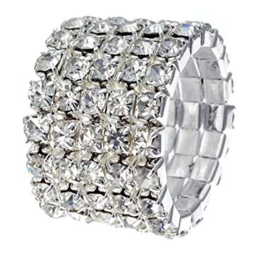 WTZ - New Sparkling 5 Row Crystal Rhinestone Stretch Ring #R1238