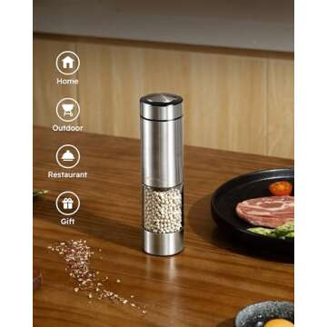FORLIM Electric Salt and Pepper Grinder with LED Light