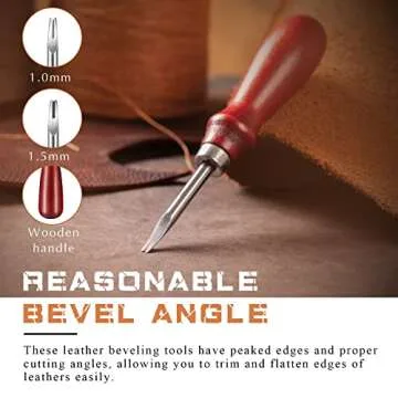5 Pieces Leather Knife Set Includes 7 in 1 Leather Groover Tool 2 Pieces Edge Beveler Cutting Knife Sandalwood Craft Device, Handle Tools for DIY Craft Cutting