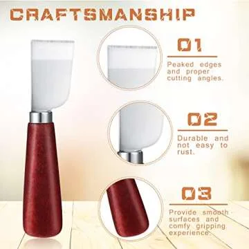 5 Pieces Leather Knife Set Includes 7 in 1 Leather Groover Tool 2 Pieces Edge Beveler Cutting Knife Sandalwood Craft Device, Handle Tools for DIY Craft Cutting