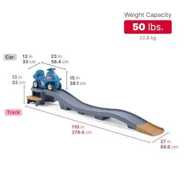 Step2 Up & Down Roller Coaster Kids Ride On Toy, Push Car, Indoor/Outdoor Playset, Made of Durable Plastic, Max Weight 50 lbs., for Toddlers 2-5 Years Old, Gray & Blue