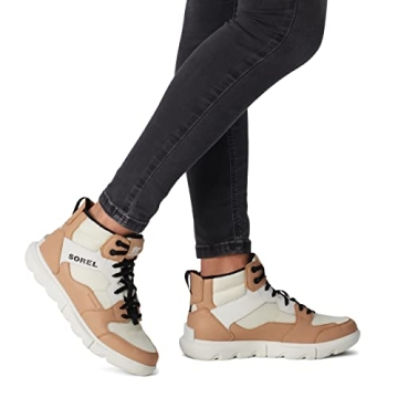 Sorel Women's Explorer II Sneaker Mid Waterproof Shoe - Chalk, Black - Size 7