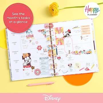 Happy Planner Disney 12-Month Teacher Planner, July 2023–June 2024, Daily, Weekly, and Monthly Disc-Bound Pages, Teacher Layout, Minnnie Mouse Bright Futures Theme, Classic Size, 7 Inches by 9 1/4