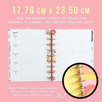 Happy Planner Disney 12-Month Teacher Planner, July 2023–June 2024, Daily, Weekly, and Monthly Disc-Bound Pages, Teacher Layout, Minnnie Mouse Bright Futures Theme, Classic Size, 7 Inches by 9 1/4