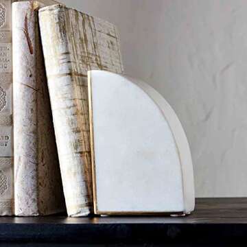 Mud Pie Marble Book End, White, 5 1/2" x 3 1/2"