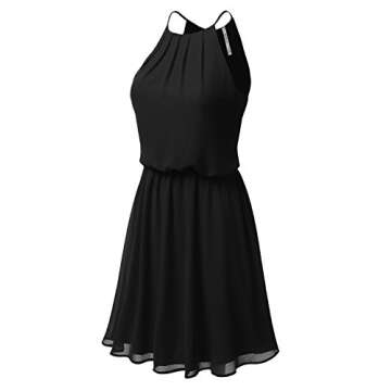 DRESSIS Womens Double Layered Chiffon Mini Tank Dress Black 3XL