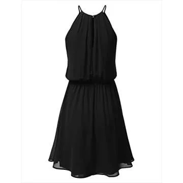DRESSIS Womens Double Layered Chiffon Mini Tank Dress Black