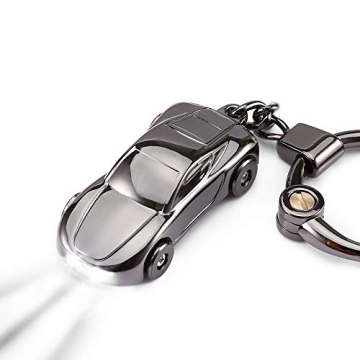 SOMGEM Creative Key Chain Car Keychain Flashlight with 2 Modes LED Lights 2 in 1 Accessories Ring fo...