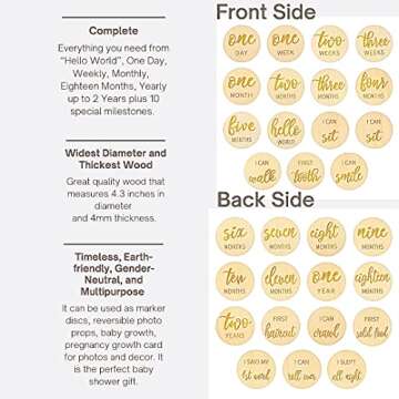 Yumi and Berry Wooden Baby Milestone Cards for Newborns