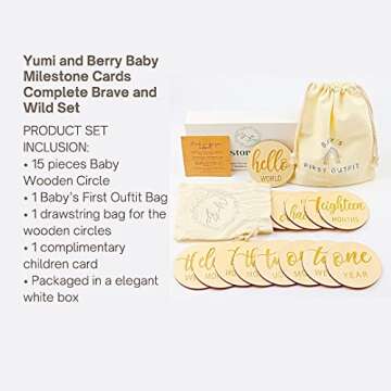 Yumi and Berry Wooden Baby Milestone Cards for Newborns