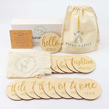 Yumi and Berry Wooden Baby Milestone Cards for Newborns