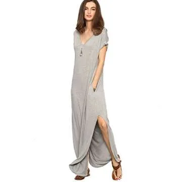 Verdusa Women's V Neck Maxi Dress with Pockets for All Occasions