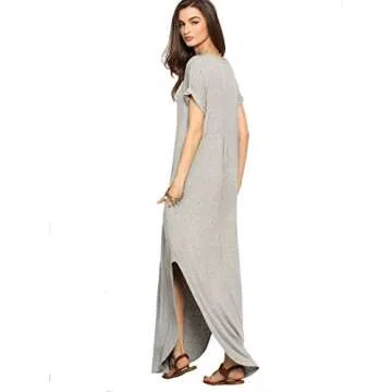 Verdusa Women's V Neck Maxi Dress with Pockets for All Occasions