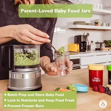 WeeSprout Glass Baby Food Storage Jars w/Lids (4 oz, 12 Pack Set) Snack, Puree, Reusable Small Containers, Breast Milk, Fridge or Freezer, Microwave & Dishwasher Safe, Essential Must Have for Infants
