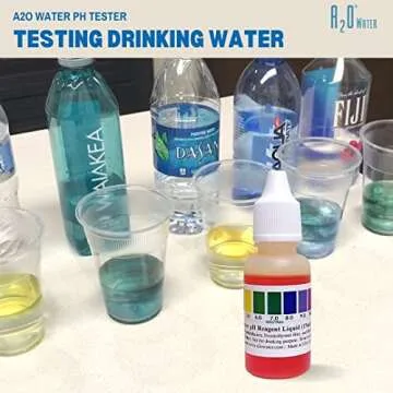 Alkaline, Tap, and Drinking Water pH Test Liquid wht(100-125 Tests) 0.50 Fl Oz (Bigger Bottle) by A2O Water - Made in USA