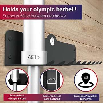 Gym Storage Rack for Gym Accessories - Creates More Space & Declutters - Does not Bend - Gym Rack for Barbell Storage - Exercise Equipment Storage - Gym Organization for Home Gym - by Champstuff