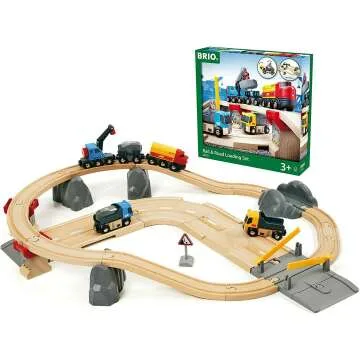 BRIO World 33210 Wooden Toy Train & Road Set
