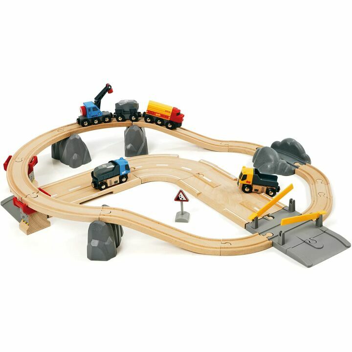 BRIO World 33210 Wooden Toy Train & Road Set