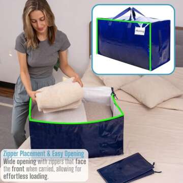 VENO 4 Pack Moving and Storage Bags, Heavy Duty, Alternative to Moving Boxes, Large Packing Totes Su...