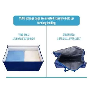 VENO 4 Pack Moving and Storage Bags, Heavy Duty, Alternative to Moving Boxes, Large Packing Totes Supplies for College Dorm Room with Zipper for Clothes, Wide Open Design (Blue, 4 Pack)