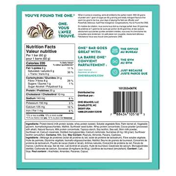 ONE Protein Bars, White Chocolate Truffle, Gluten Free Protein Bars with 20g Protein and only 1g Sugar, Guilt-Free Snacking for High Protein Diets, 2.12 oz (12 Pack)