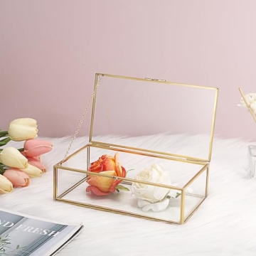 Hipiwe Vintage Glass Jewelry Box Elegant Home Decor Organizer