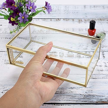 Hipiwe Vintage Glass Jewelry Box Elegant Home Decor Organizer