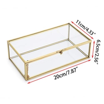 Hipiwe Vintage Glass Jewelry Box Elegant Home Decor Organizer