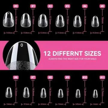 UNA GELLA Extra Short Almond Nail Tips Full Cover 504PCS Gel x Nail Tips Short Almond Shaped Nails Tips Soft Gelly Gel Clear Fake Nails Tip for Acrylic Nail Tip Soak Off Home DIY Salon Nails 12 Sizes