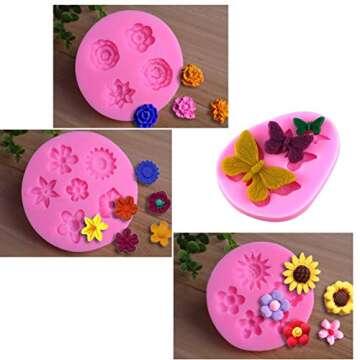 Flower Fondant Cake Silicone Mould Flower and Butterfly Candy Molds - for Cake Decoration,Chocolate Fudge, Polymer Clay, Soap, Confectionery Projects.