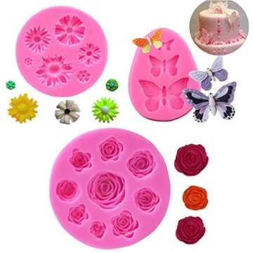 Flower Fondant Cake Silicone Mould Flower and Butterfly Candy Molds - for Cake Decoration,Chocolate Fudge, Polymer Clay, Soap, Confectionery Projects.