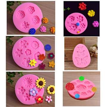 Flower Fondant Cake Silicone Mould Flower and Butterfly Candy Molds - for Cake Decoration,Chocolate Fudge, Polymer Clay, Soap, Confectionery Projects.
