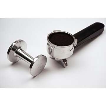 RSVP International Espresso Coffee Kitchen Tool Home and Commercial Use, Dual Sided Tamper, Aluminum Alloy