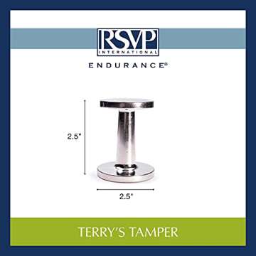 RSVP International Espresso Coffee Kitchen Tool Home and Commercial Use, Dual Sided Tamper, Aluminum Alloy