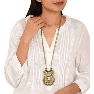 Zephyrr Fashion Handmade Turkish Style Beaded Pendant Long Necklace for Women Boho Gypsy Statement J...
