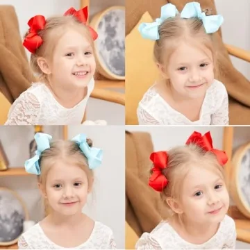 40PCS 4.5 Inch Hair Bows for Girls Sturdy Clips Comfort Wear